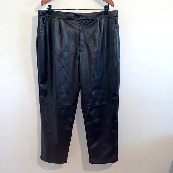 HALSTON Faux Leather Straight Leg Pants - Picture 2 of 12